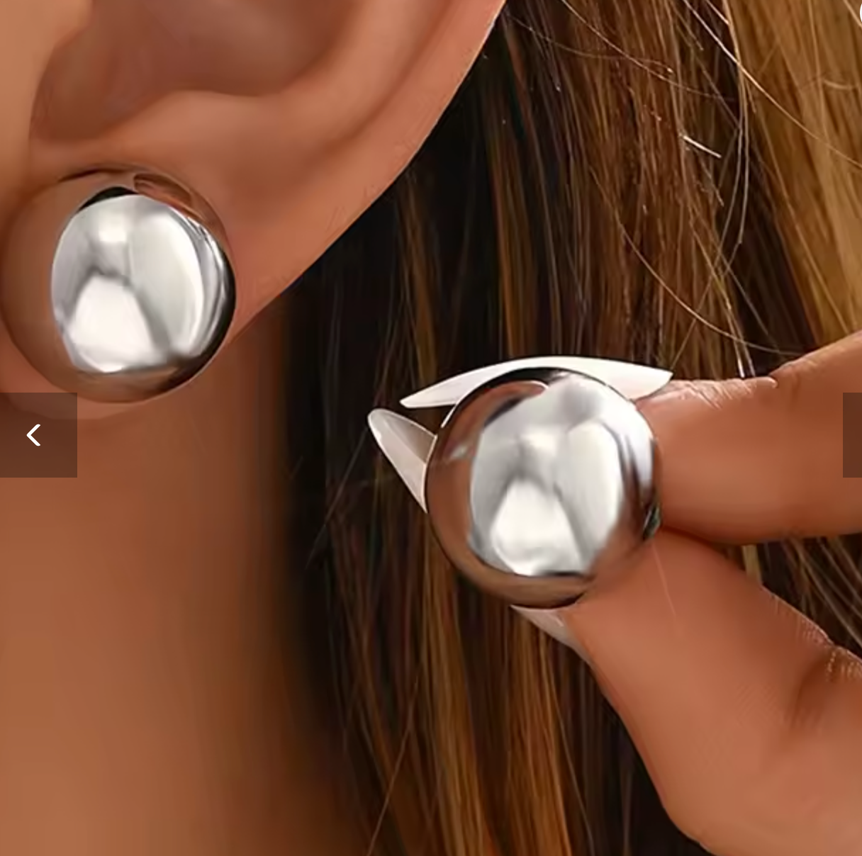Big Ball Stainless Steel Round Stud Earrings for Women