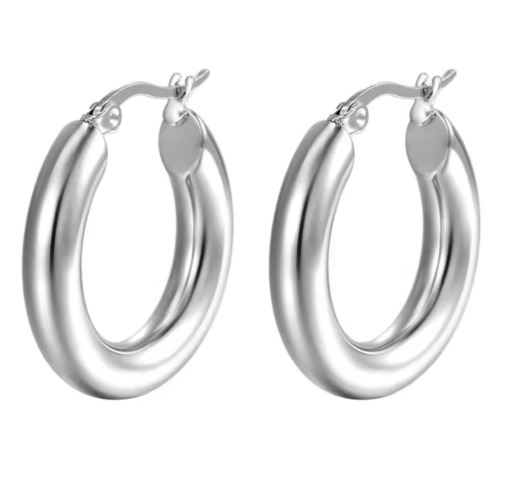 Stainless Steel Thick Hoop Earrings for Women