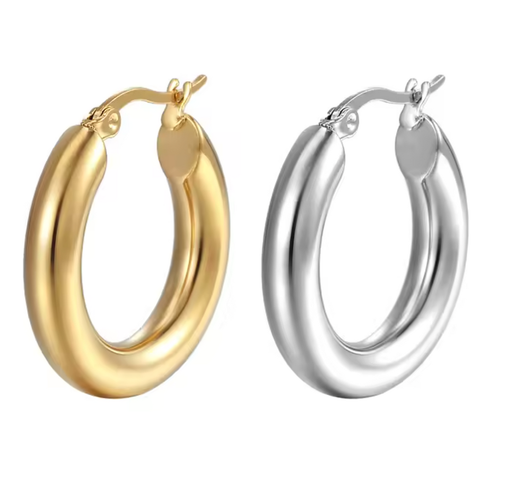 Stainless Steel Thick Hoop Earrings for Women