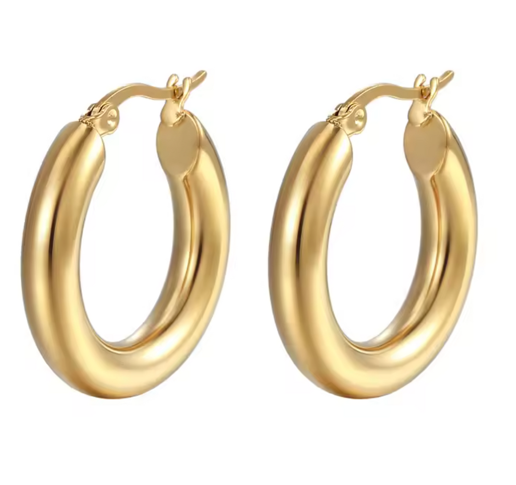 Stainless Steel Thick Hoop Earrings for Women