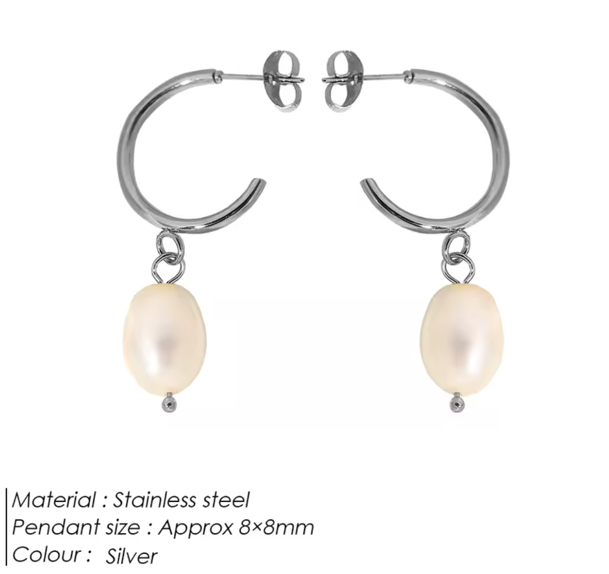 Natural Freshwater Pearl Pendant Hoop Earrings for Women