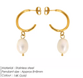 Natural Freshwater Pearl Pendant Hoop Earrings for Women