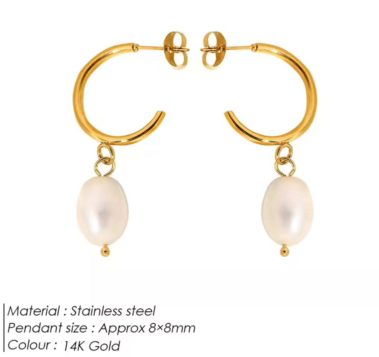 Natural Freshwater Pearl Pendant Hoop Earrings for Women