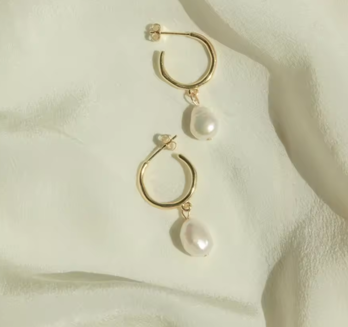 Natural Freshwater Pearl Pendant Hoop Earrings for Women