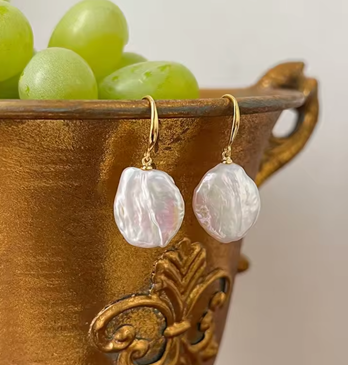 925 Sterling Silver Baroque Freshwater Pearl Drop Earrings for Women