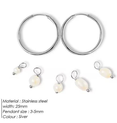 5PCS Freshwater Pearl Earrings Set