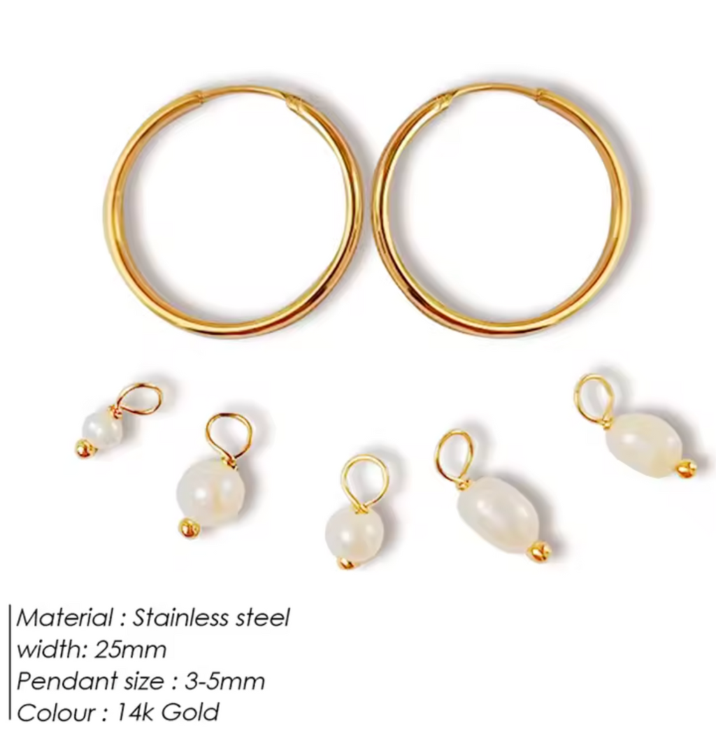 5PCS Freshwater Pearl Earrings Set
