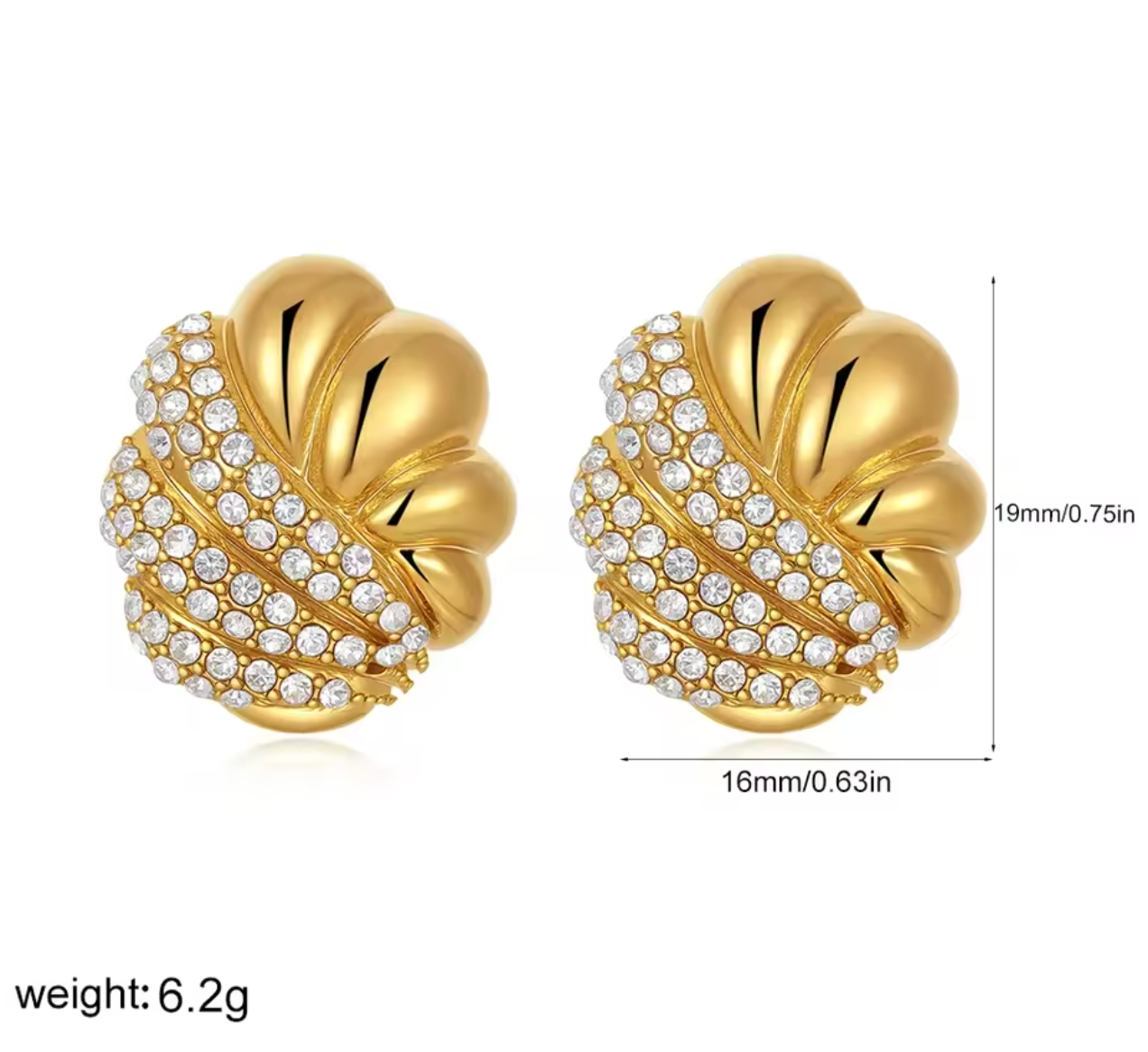 Geometric Flower Shape Stud Earrings with Cubic Zirconia