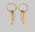 Gold Color Stainless Steel Bohemian Hoop Earrings with Pearl Tag Elements