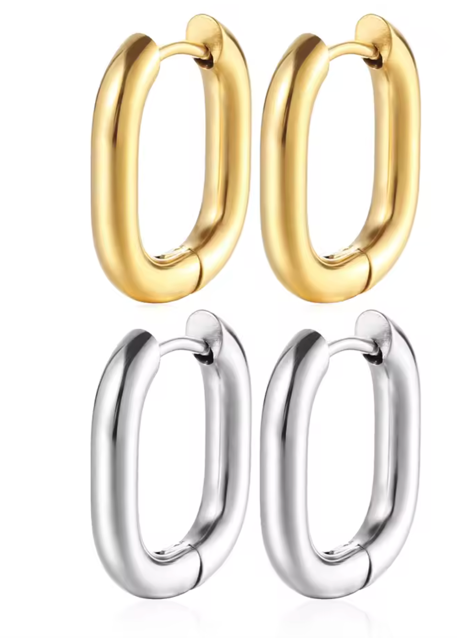 Fashion Gold Color Geometric U-Shape Hoop Earrings for Women