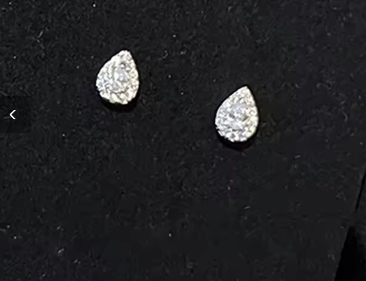 Shiny 925 Sterling Silver Teardrop Stud Earrings with Full Zircon