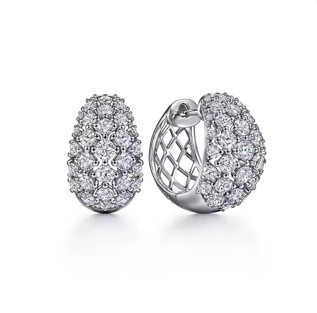Delicate Gold & Silver Color Hoop Earrings with CZ Stone