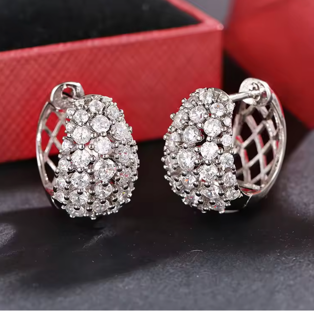 Delicate Gold & Silver Color Hoop Earrings with CZ Stone
