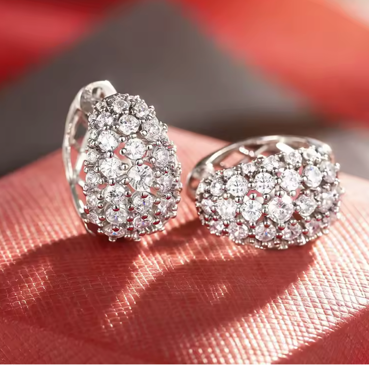 Delicate Gold & Silver Color Hoop Earrings with CZ Stone